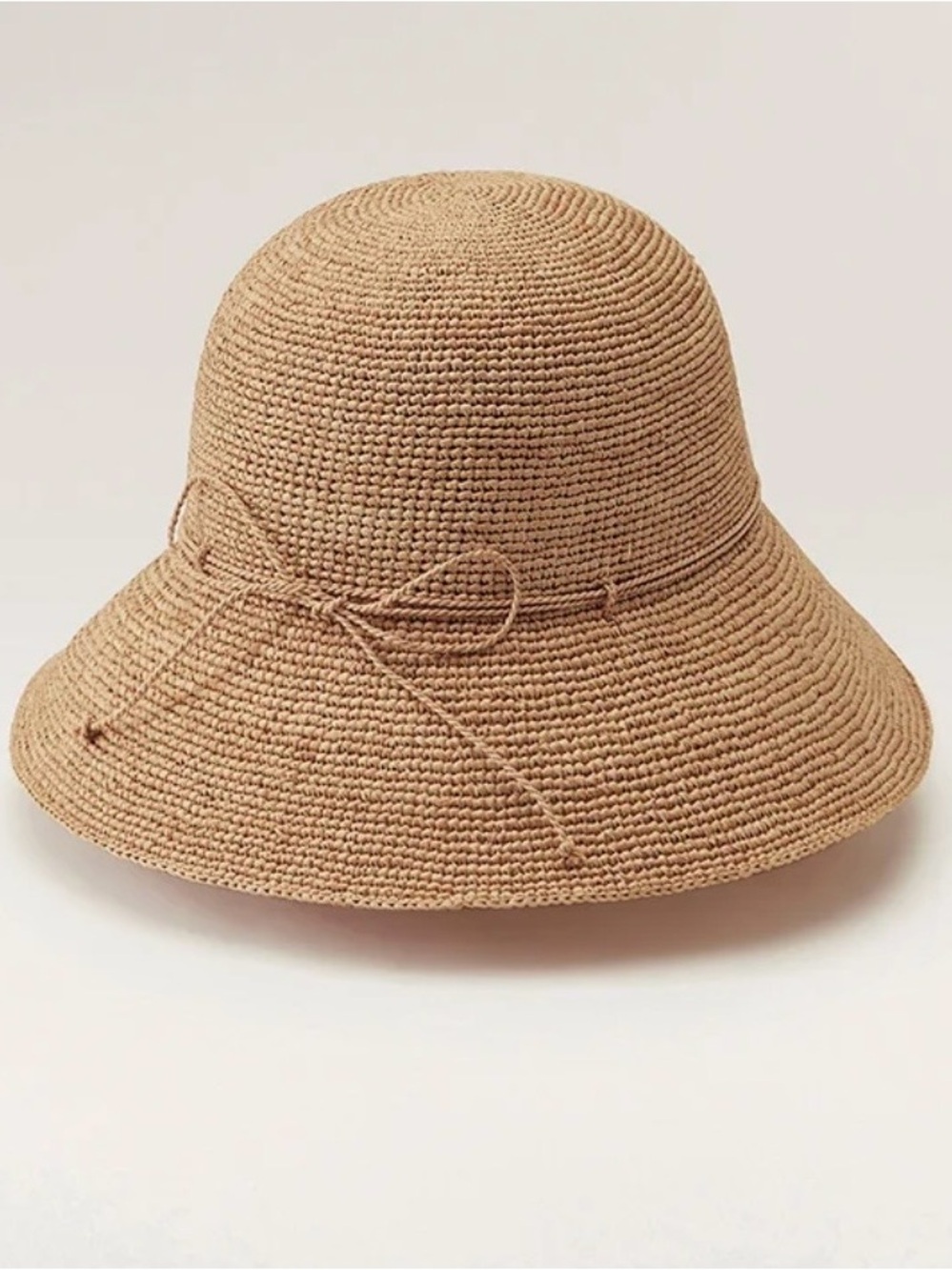 HELEN KAMINSKI VILLA 9 RAFFIA Crochet Cloche Hat In Nougat Woven Straw Sun Hat